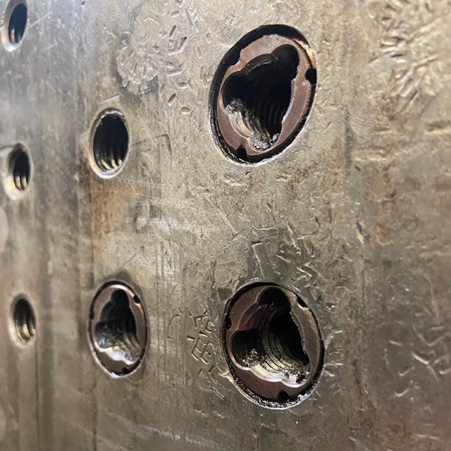 C-Serts are installed in stripped bolt holes.
