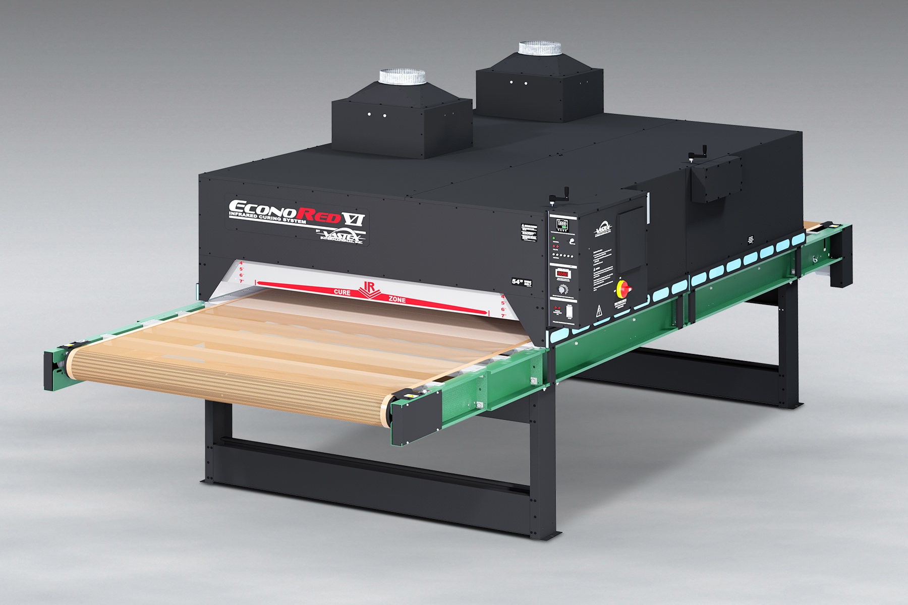 Vastex's new EconoRed VI series infrared conveyor ovens are available with 30-inch, 54-inch and 78-inch-wide conveyor belts.