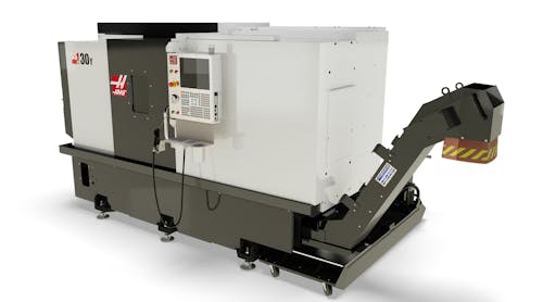 Haas&apos; DS-30Y can handle off-center milling, drilling and tapping, allowing operators to finish more-complex parts with a single setup for &ldquo;done-in-one&rdquo; machining.