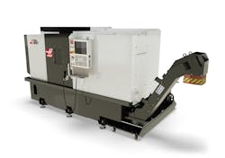 Haas' DS-30Y can handle off-center milling, drilling and tapping, allowing operators to finish more-complex parts with a single setup for “done-in-one” machining. Haas' DS-30Y can handle off-center milling, drilling and tapping, allowing operators to finish more-complex parts with a single setup for “done-in-one” machining.