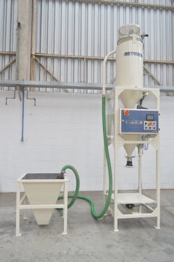 Rotoline's Automatic Weighing System weighs and dispenses precise batches into a container to match the requirements of the mold. Rotoline's Automatic Weighing System weighs and dispenses precise batches into a container to match the requirements of the mold.