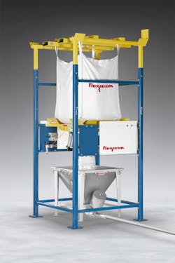 Flexicon's BFF-series bulk bag dischargers contain dust. Flexicon's BFF-series bulk bag dischargers contain dust.