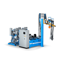 Hennecke's Topline MK2 high pressure metering machine handles polyurethane applications. Hennecke's Topline MK2 high pressure metering machine handles polyurethane applications.