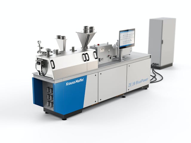 KraussMaffei has updated its ZE 28 BluePower twin-screw extruder with a low-cost standard version that will make it available with shorter delivery times.