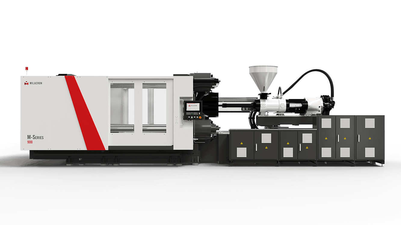 Milacron's new M-Series injection molding machines range from 506 tons to 1,236 tons of clamping force.