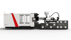 Milacron's new M-Series injection molding machines range from 506 tons to 1,236 tons of clamping force. Milacron's new M-Series injection molding machines range from 506 tons to 1,236 tons of clamping force.