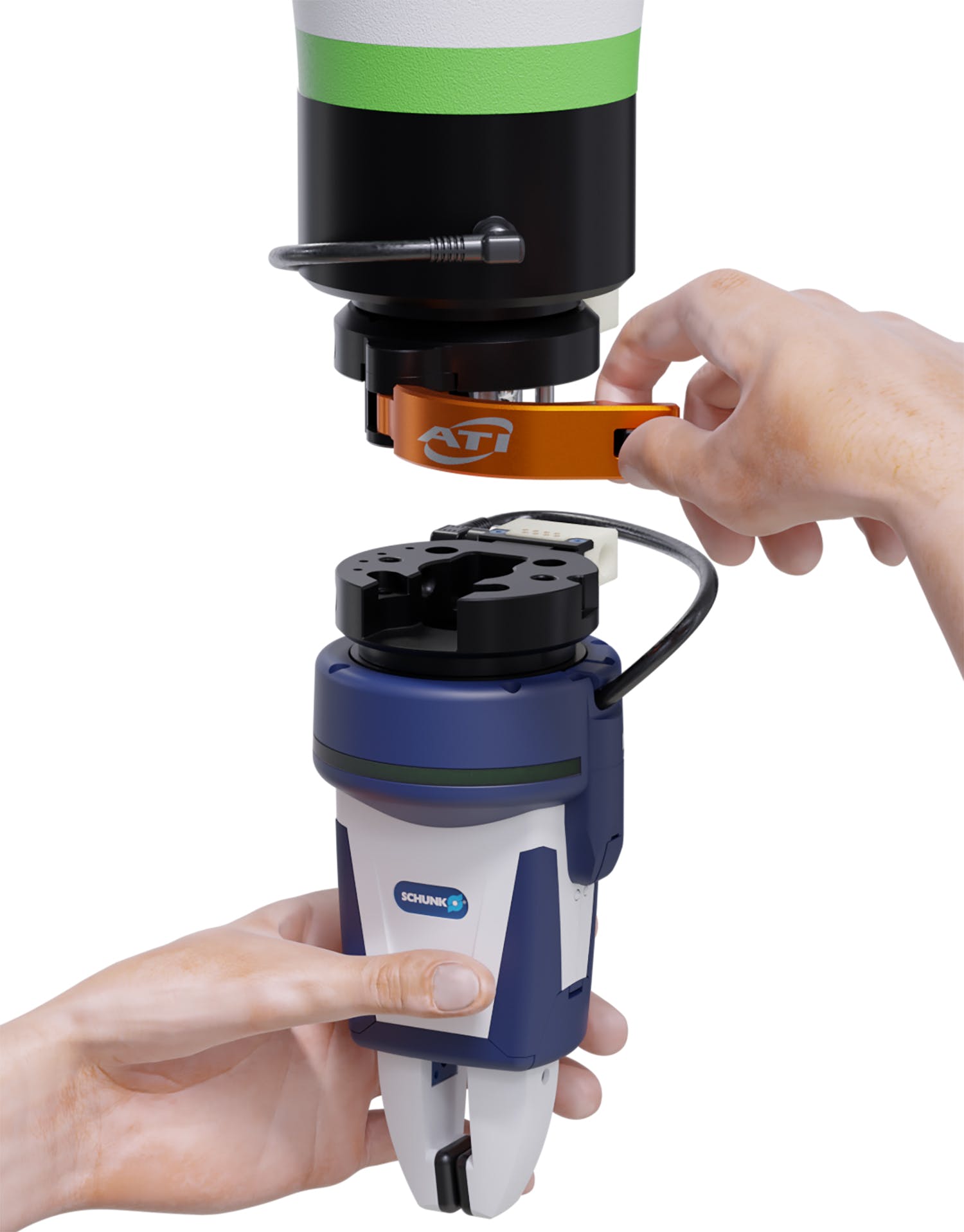 ATI's MC-50 manual tool changer integrates with most cobots and tools.