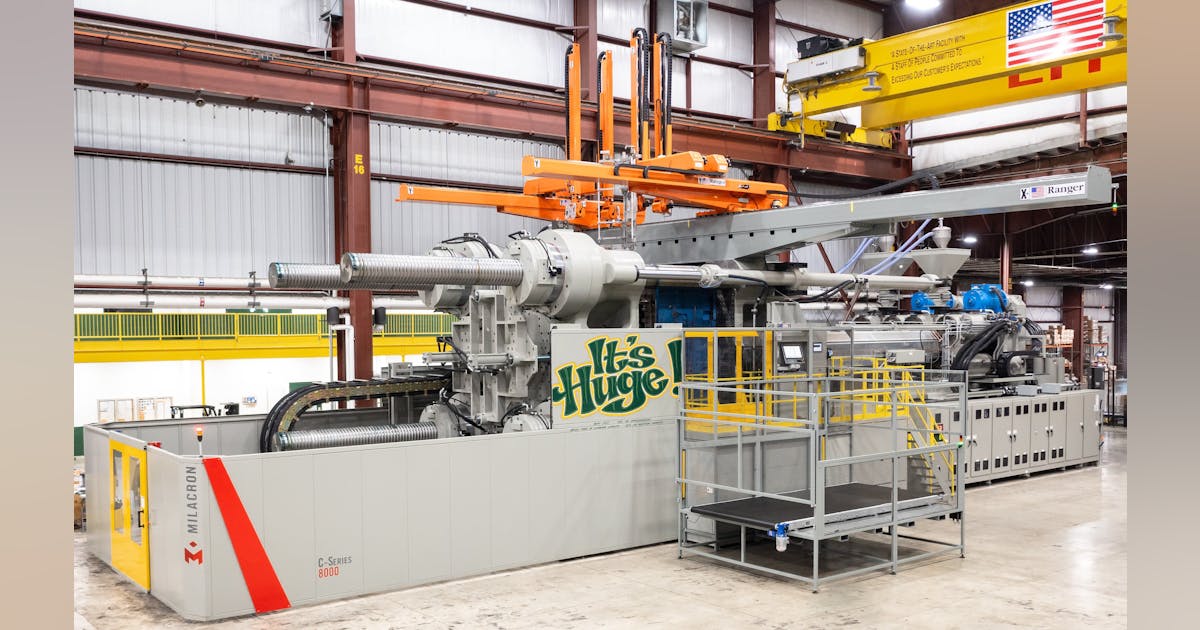 Goliath Milacron machine tips scales with 8,000 tons of clamping force ...