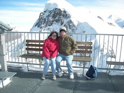 Ron Hertzer and his wife, Barbara, pose in front of the Matterhorn during a weekend jaunt the couple took to Switzerland while Ron was visiting a plant in Germany on business for Milacron. Ron Hertzer and his wife, Barbara, pose in front of the Matterhorn during a weekend jaunt the couple took to Switzerland while Ron was visiting a plant in Germany on business for Milacron.