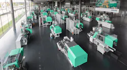 Injection molding machines are on display in Arburg's Lossburg, Germany, headquarters.