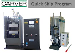 Carver now offers a range of products, including its manual and AutoSeries presses, in a quick-ship program.