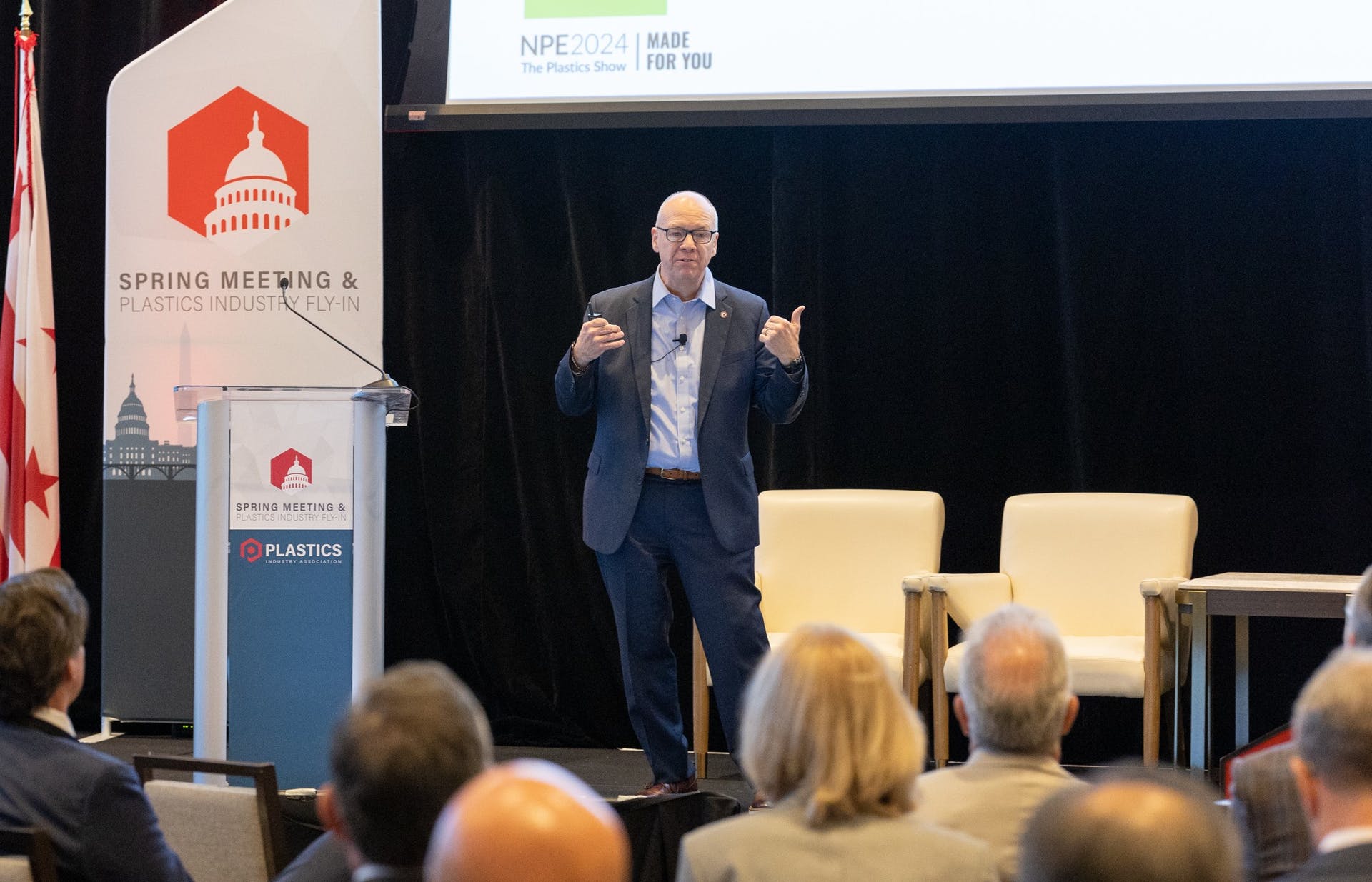 PLASTICS COO Glenn Anderson speaks at the 2023 Spring Meeting & Plastics Industry Fly-In in Washington.