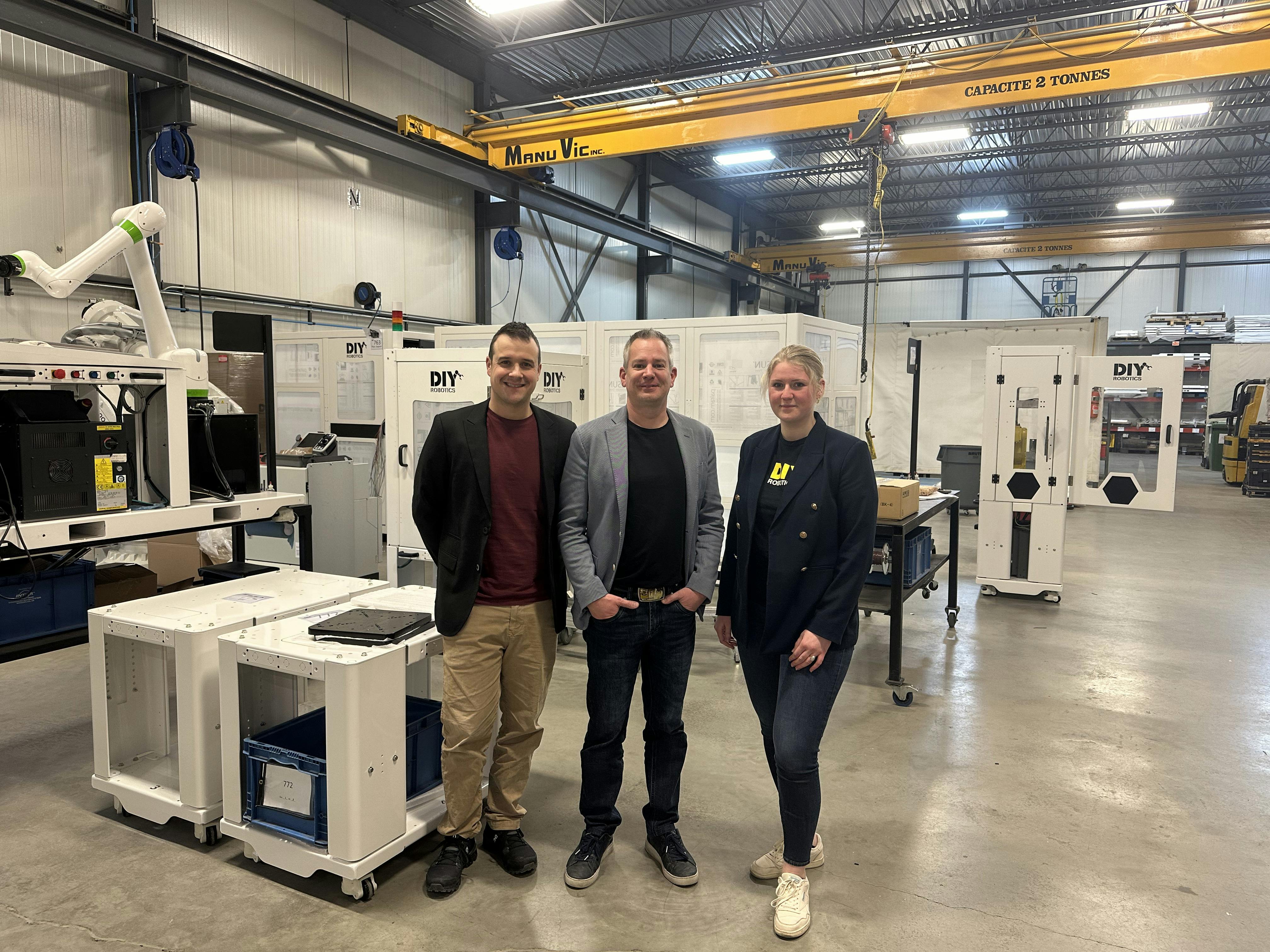 Steve Blanchette, Mathieu B&eacute;rub&eacute; and Estelle Huguet of CFM Robotique are among the latest sales representatives for Absolute Group and Absolute Robot (ARI), a distributor of injection molding machines and automation in the U.S. and Canada,