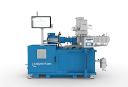 Coperion has redesigned its ZSK 18 MegaLab extruder. Coperion has redesigned its ZSK 18 MegaLab extruder.
