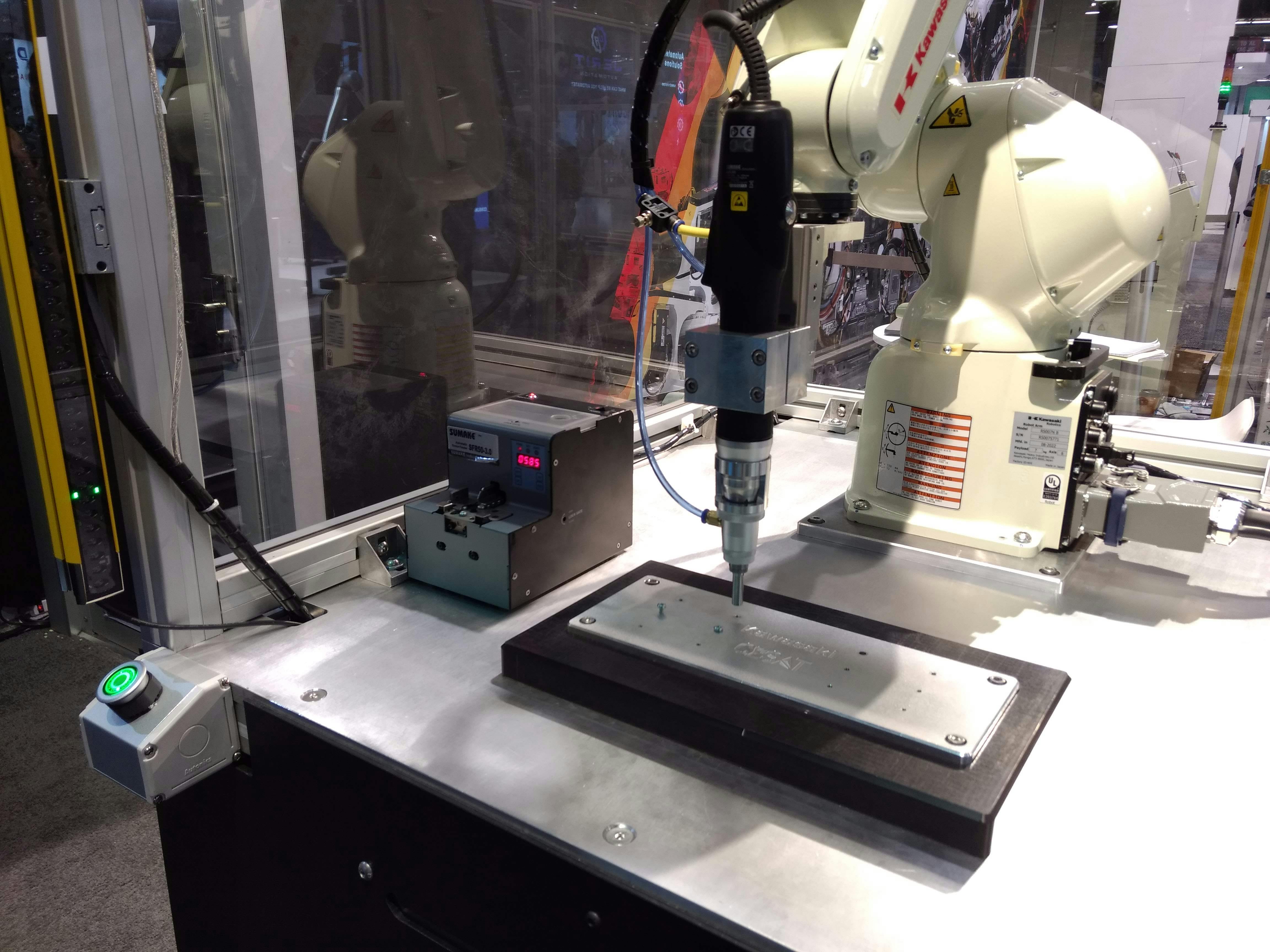 A Kawasaki cell demonstrated a screwdriving application at ATX West.