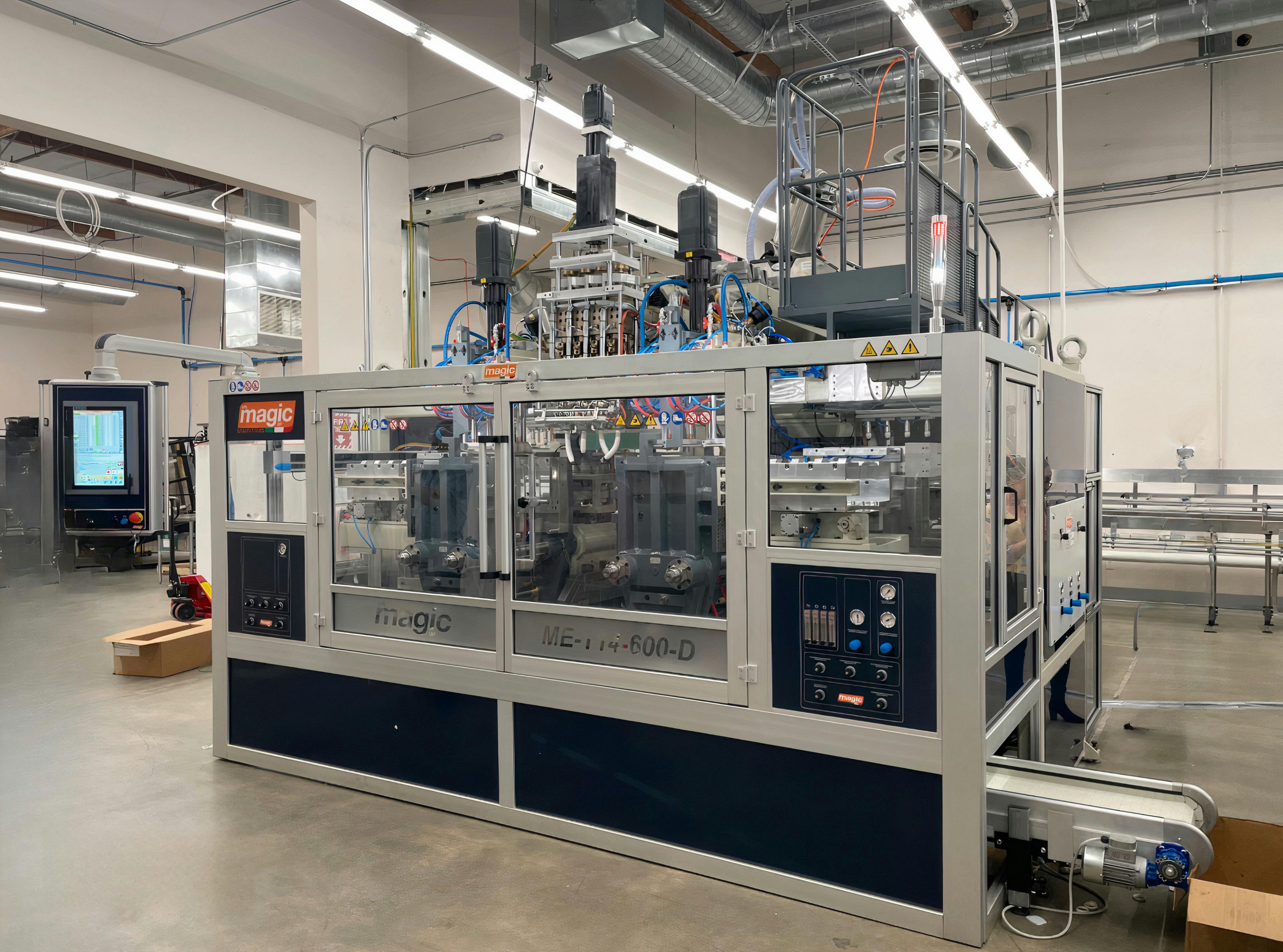 The Magic ME T14-600-D blow molding machine was designed for the U.S. market.