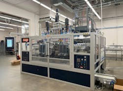 The Magic ME T14-600-D blow molding machine was designed for the U.S. market. The Magic ME T14-600-D blow molding machine was designed for the U.S. market.