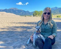 Ashley Hood-Morley, VP of industry engagement for the Plastics Industry Association (PLASTICS), enjoys traveling with Walter, her 14-year-old miniature Schnauzer. Here they are at Great Sand Dunes National Park and Preserve in Colorado.