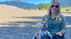 Ashley Hood-Morley, VP of industry engagement for the Plastics Industry Association (PLASTICS), enjoys traveling with Walter, her 14-year-old miniature Schnauzer. Here they are at Great Sand Dunes National Park and Preserve in Colorado.