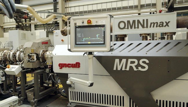 A new control system links all components of Gneuss turnkey recycling lines, such as this OmniMax.