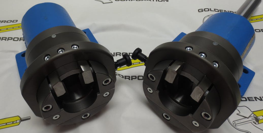 The Model 928 safety chucks from Goldenrod ensure smooth operation of film rolls.