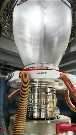 Addex's Gen 3 ECG technology corrects for die rotation effects in real time and can be retrofitted to existing blown film lines. Addex's Gen 3 ECG technology corrects for die rotation effects in real time and can be retrofitted to existing blown film lines.
