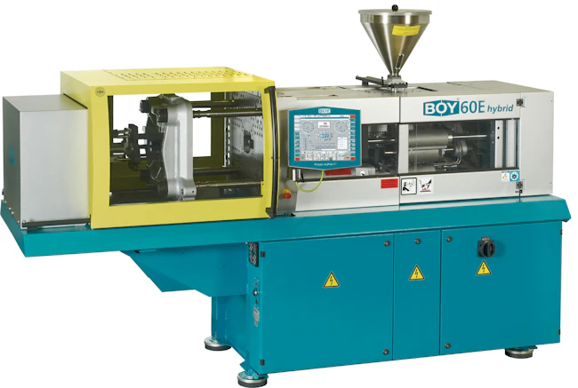 A Boy 60E hybrid IMM with a new electromechanical ejector system will produce closure caps at NPE.