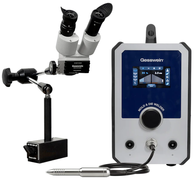 Gesswein's Micro Tig Welder U6 - 110V can be used to repair parting lines, mold seams, three-point corners and edges.