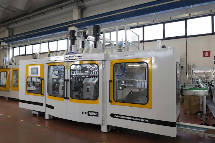 Meccanoplastica has updated the control system on its HE480D blow molding machine.