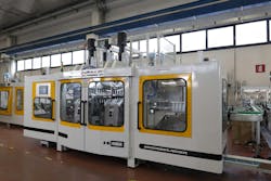 Meccanoplastica has updated the control system on its HE480D blow molding machine. Meccanoplastica has updated the control system on its HE480D blow molding machine.