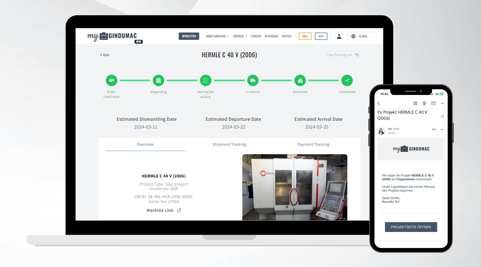 The new myGindumac portal is intended to streamline buying and selling of used machinery.