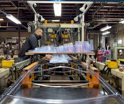 Thermoformed products come off a line at Jamestown Plastics. Based in Brocton, N.Y., the company has sourced many of its thermoforming machines from SencorpWhite -- which announced in July it was exiting the market segment.