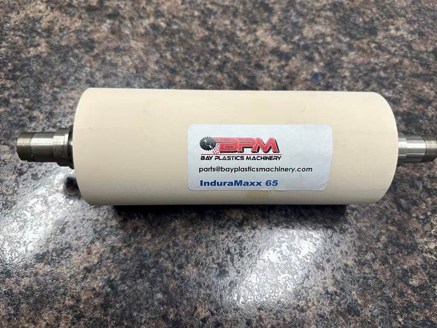 Bay Plastics Machinery's InduraMaxx coating provides superior wear properties and flexibility for the upper feed rolls of pelletizers. The company said lab testing shows rolls coated with InduraMaxx wear three times better than traditional Hypalon, which is used to cover most upper feed rolls.