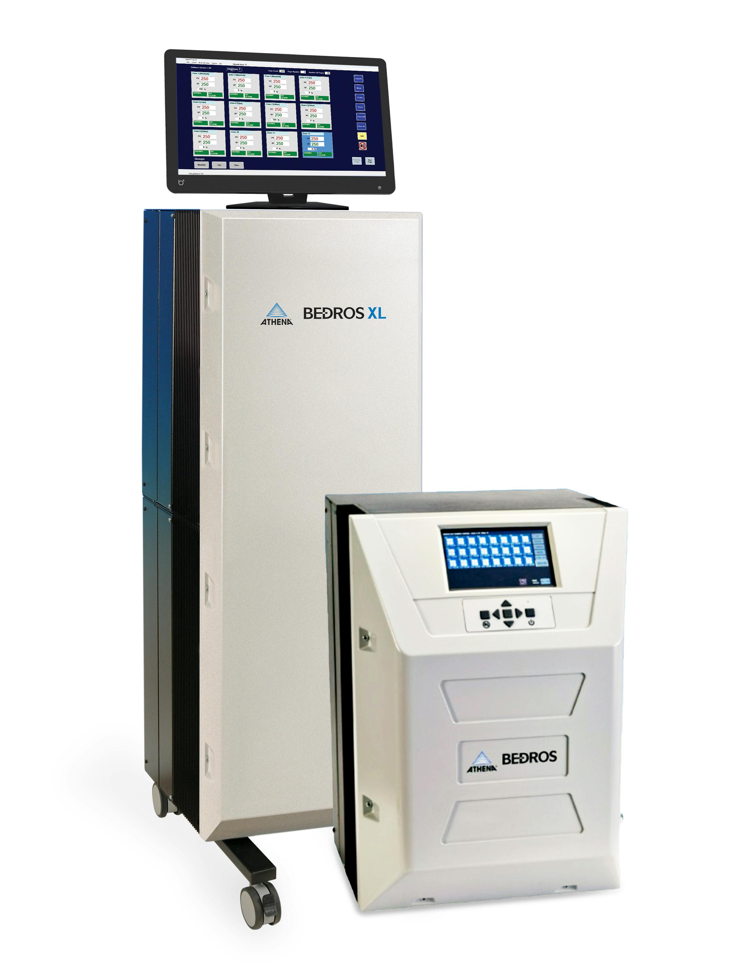 The Bedros XL hot-runner temperature controllers are easy to use, and can accommodate 36 to 120 zones of microprocessor-based temperature control.