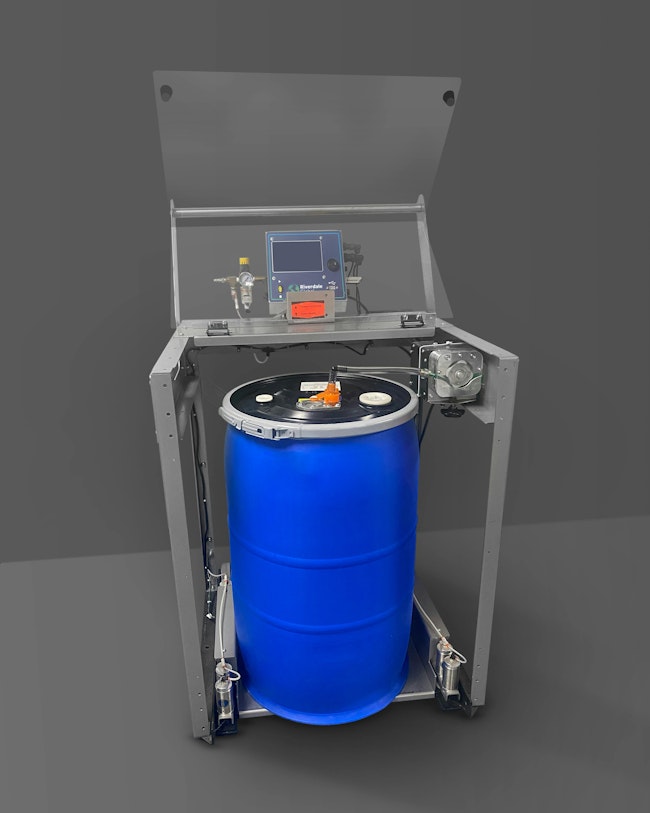 The peristaltic pump for Riverdale Global's gravimetric system offers precise dosing of color and additives.