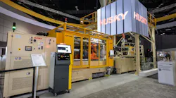 Husky's new HyPET6e injection molding machine worked alongside an integrated drying system to produce preforms comprised entirely of 100 percent recycled PET.