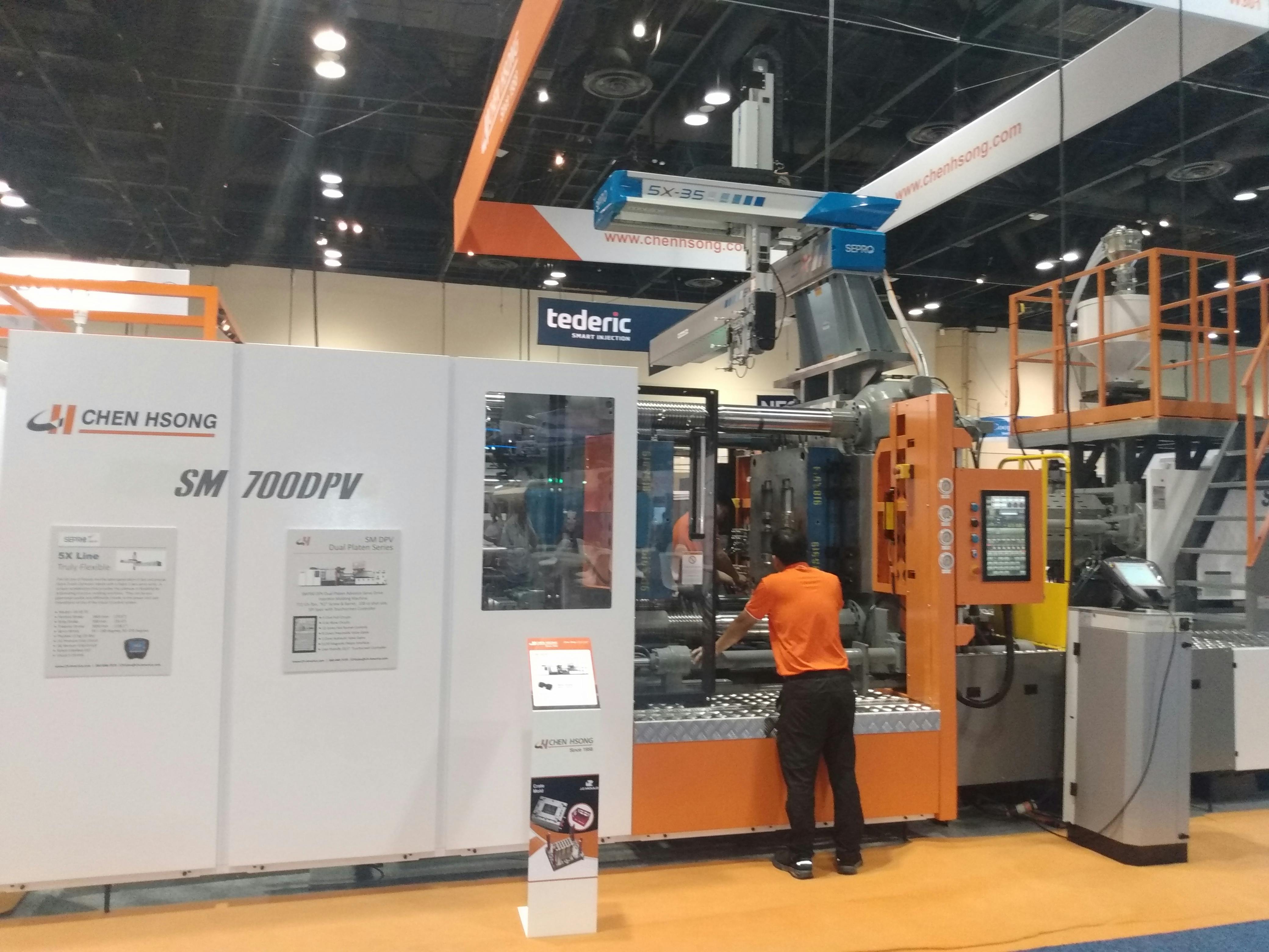 Chen Hsong's machines at NPE &mdash; SM700-TP, SPARK EH100, and JM208-MK6 PRO &mdash; sported new controls..