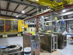 Molds are used to make containers and lids out of recycled materials. Molds are used to make containers and lids out of recycled materials.