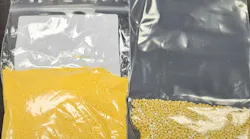 ID Additives' Micro Fine Cell foaming agents, like the one at left, have a much smaller pellet size than the company's standard foaming agents, right.