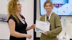 The first Female Machinist of the Year award was presented in 2023 to Lena Risse, right, by Johanna Boland, strategy and communications manager for Anca.