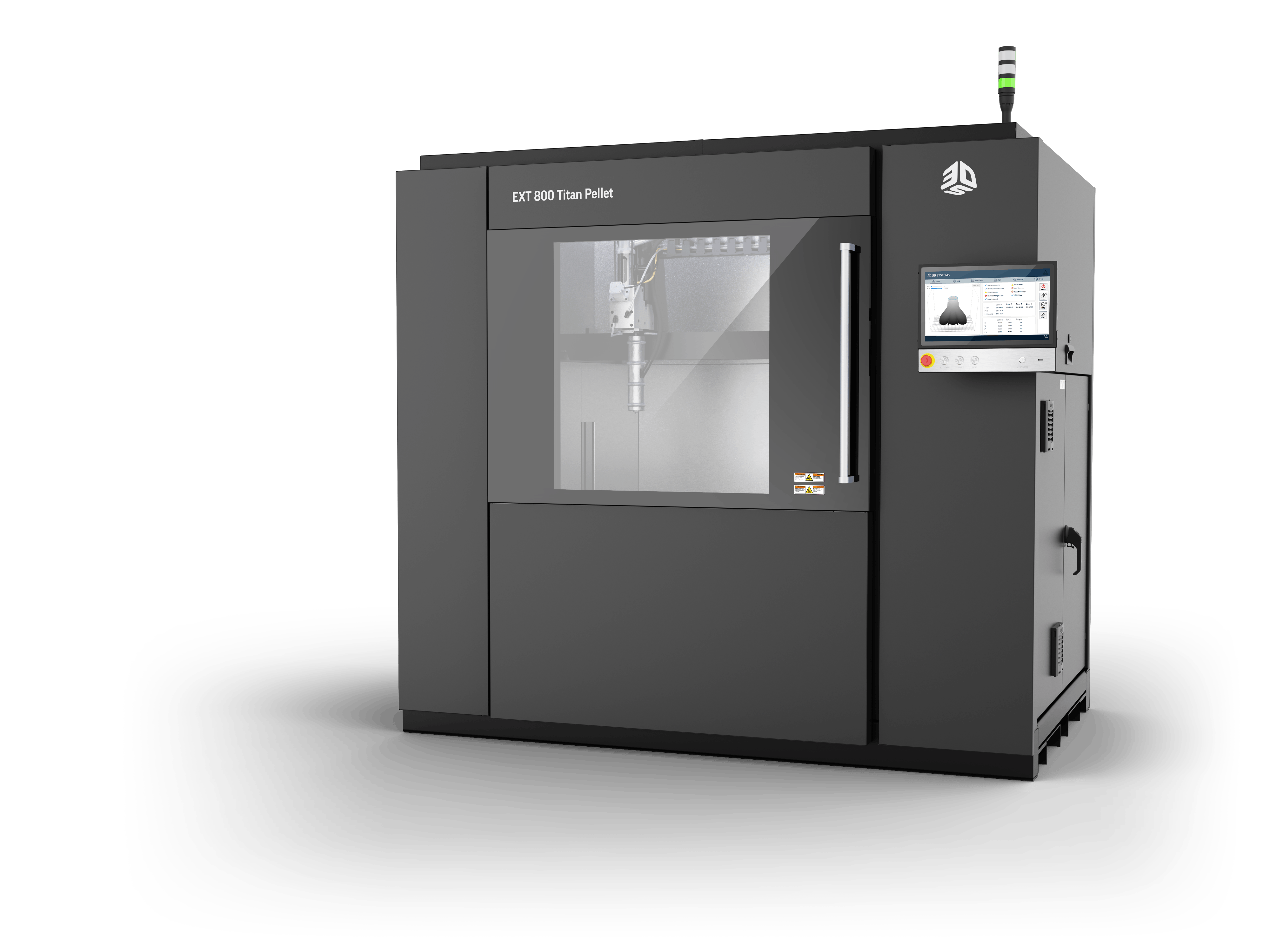 3D Systems adds the cost-effective, space-saving EXT 800 Titan Pellet to its lineup of high-speed industrial pellet extrusion 3D printers.