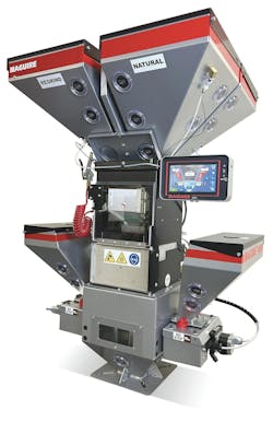 Maguire's new Fusion combines a gravimetric blender and feeder with a single control system. Maguire's new Fusion combines a gravimetric blender and feeder with a single control system.