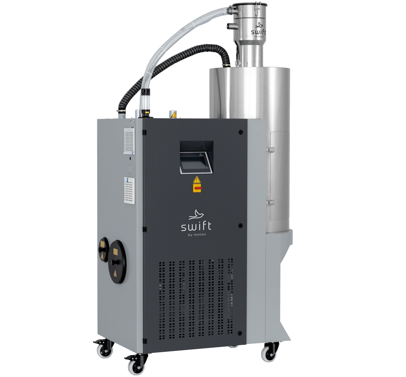 Motan's sCompact dryer includes an integrated conveying system.