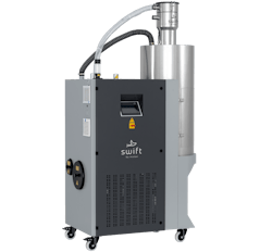 Motan's sCompact dryer includes an integrated conveying system. Motan's sCompact dryer includes an integrated conveying system.