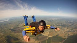 Steve Blanchette, who owns several companies that serve injection molding shops, enjoys skydiving. Steve Blanchette, who owns several companies that serve injection molding shops, enjoys skydiving.