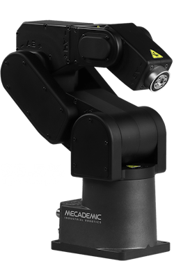 The Mecademic Meca500-OBS has a black coating to minimize reflections. The Mecademic Meca500-OBS has a black coating to minimize reflections.