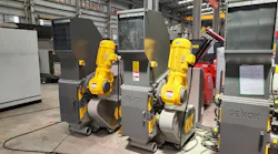 Genox's GCV400 is one of several granulators companies showed off recently at NPE2024. It can be used to process materials ranging from plastic purge and film to wood and fiber.