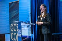 Charlotte Dreizen, PLASTICS' director of sustainability and environment, speaks at the first OCS CON in Houston. Charlotte Dreizen, PLASTICS' director of sustainability and environment, speaks at the first OCS CON in Houston.