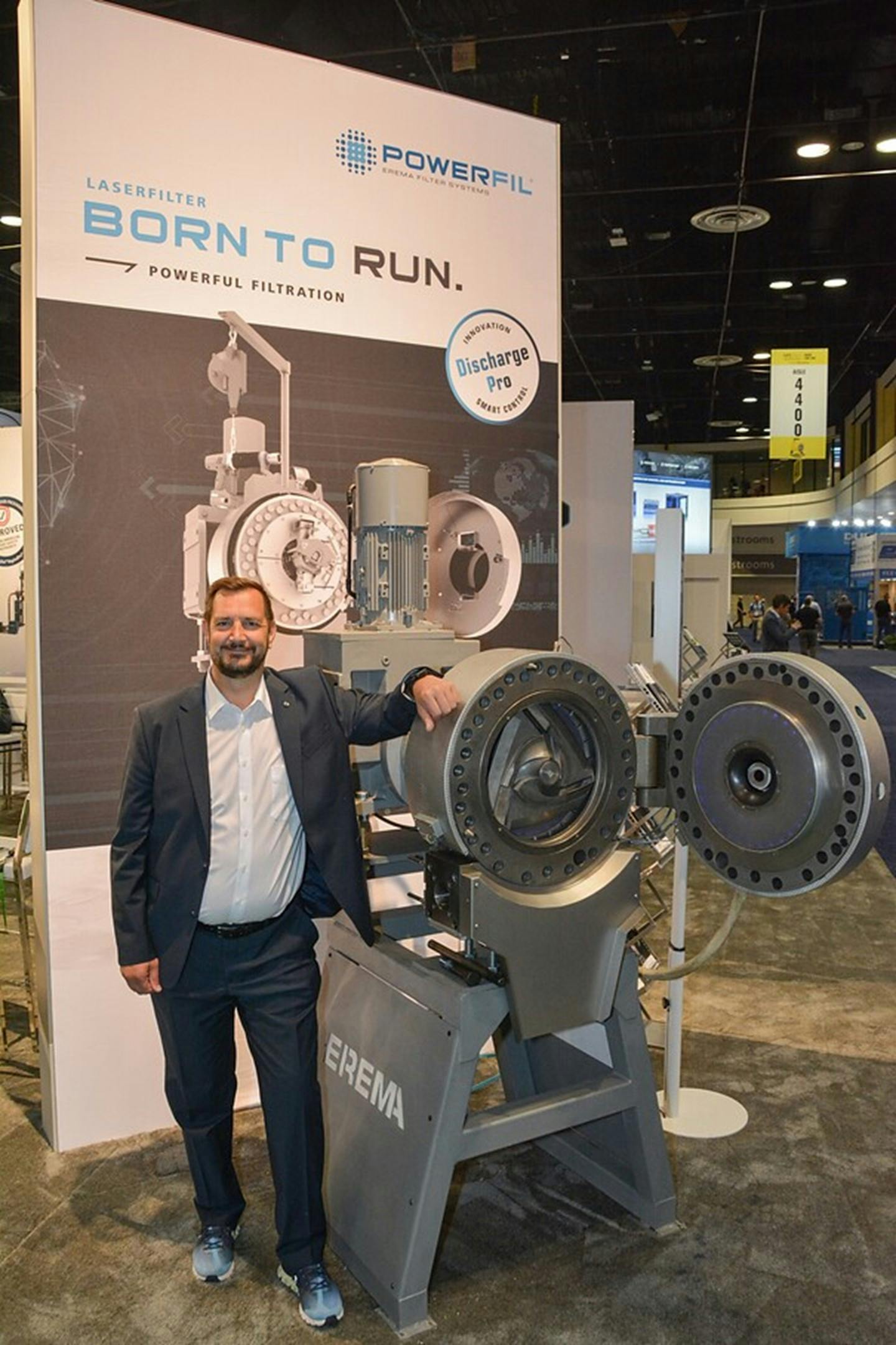 Christian Sommer, application sales manager at Erema, presented the company&rsquo;s new DischargePro laser filter control system at NPE2024.