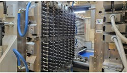 A 144-cavity mold in StackTeck's new PET preform testing line at its TeckCenter lab. A 144-cavity mold in StackTeck's new PET preform testing line at its TeckCenter lab.